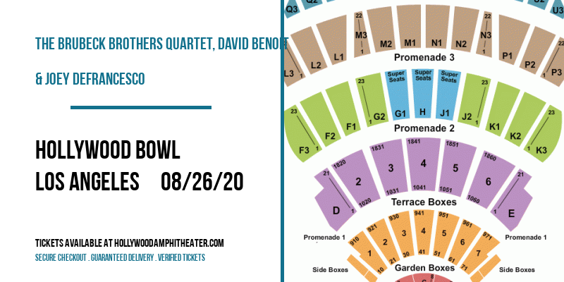 The Brubeck Brothers Quartet, David Benoit & Joey DeFrancesco at Hollywood Bowl tickets The Brubeck Brothers Quartet, David Benoit & Joey DeFrancesco at Hollywood Bowl