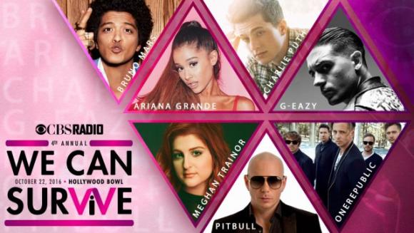 Bruno Mars, Ariana Grande, Meghan Trainor & Pitbull at Hollywood Bowl